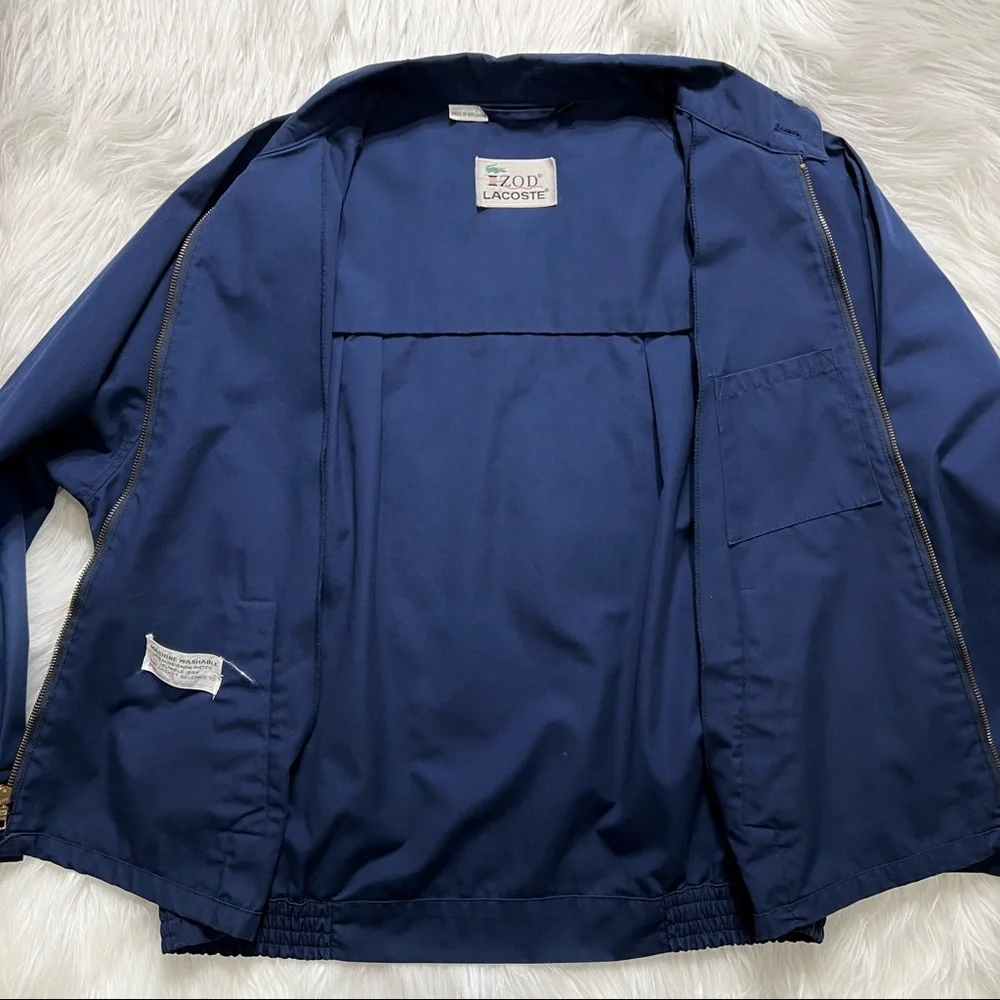 SOLD-Izod Jacket, Mens Navy Blue Alligator Logo Zip Up  Lightweight Jacket - Picture 5 of 9